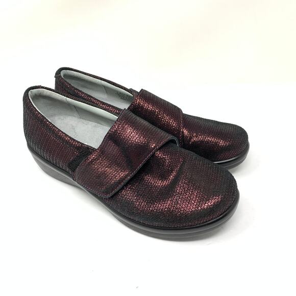 Alegria Shoes - Alegria Lauryn Women's Sz 38 US 8-8.5 Slip-On Shoes Cross Strap Low Heel Maroon